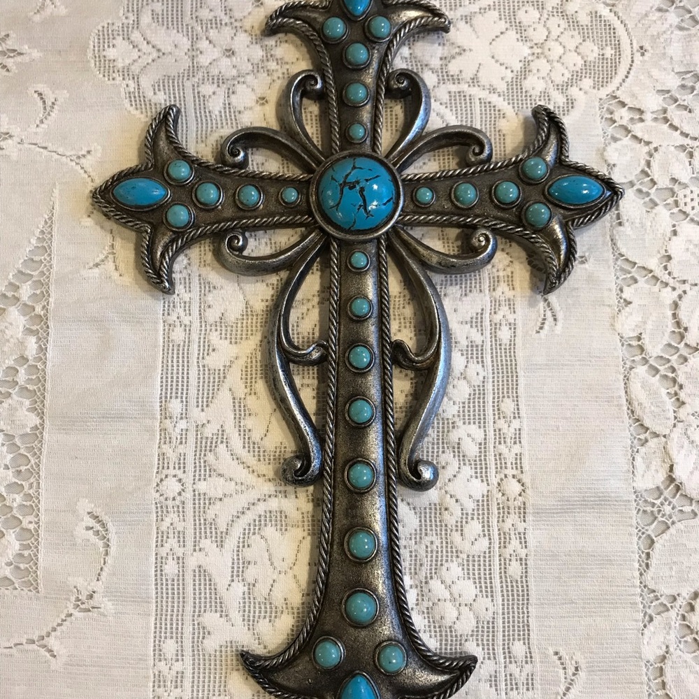 Faux stone Cross decor